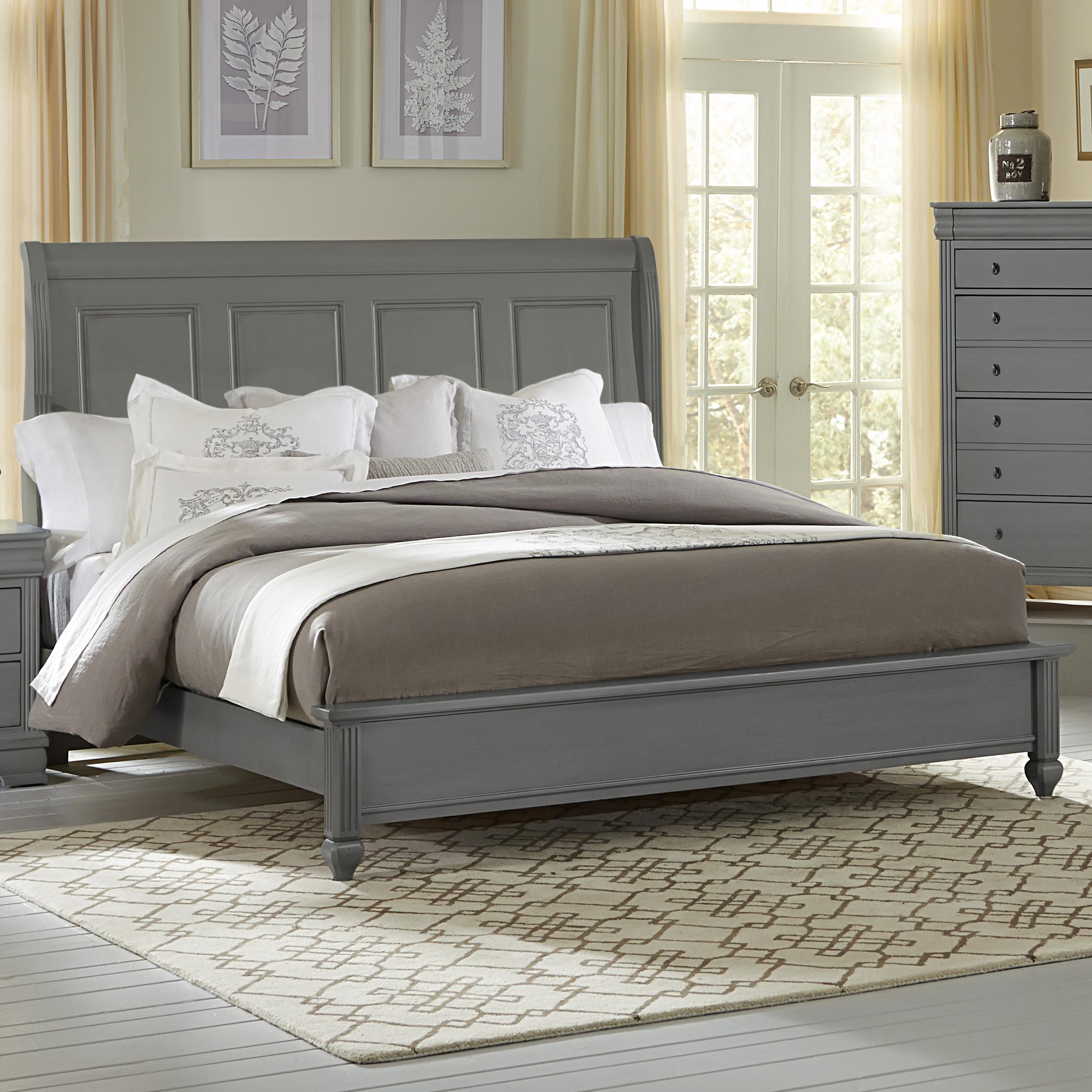 Vaughan Bassett French Market Queen Bed w/ Sleigh Headboard & Low